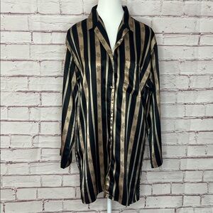 Victoria’s Secret Satin Striped Button Down Sleep Shirt Like New Size Small